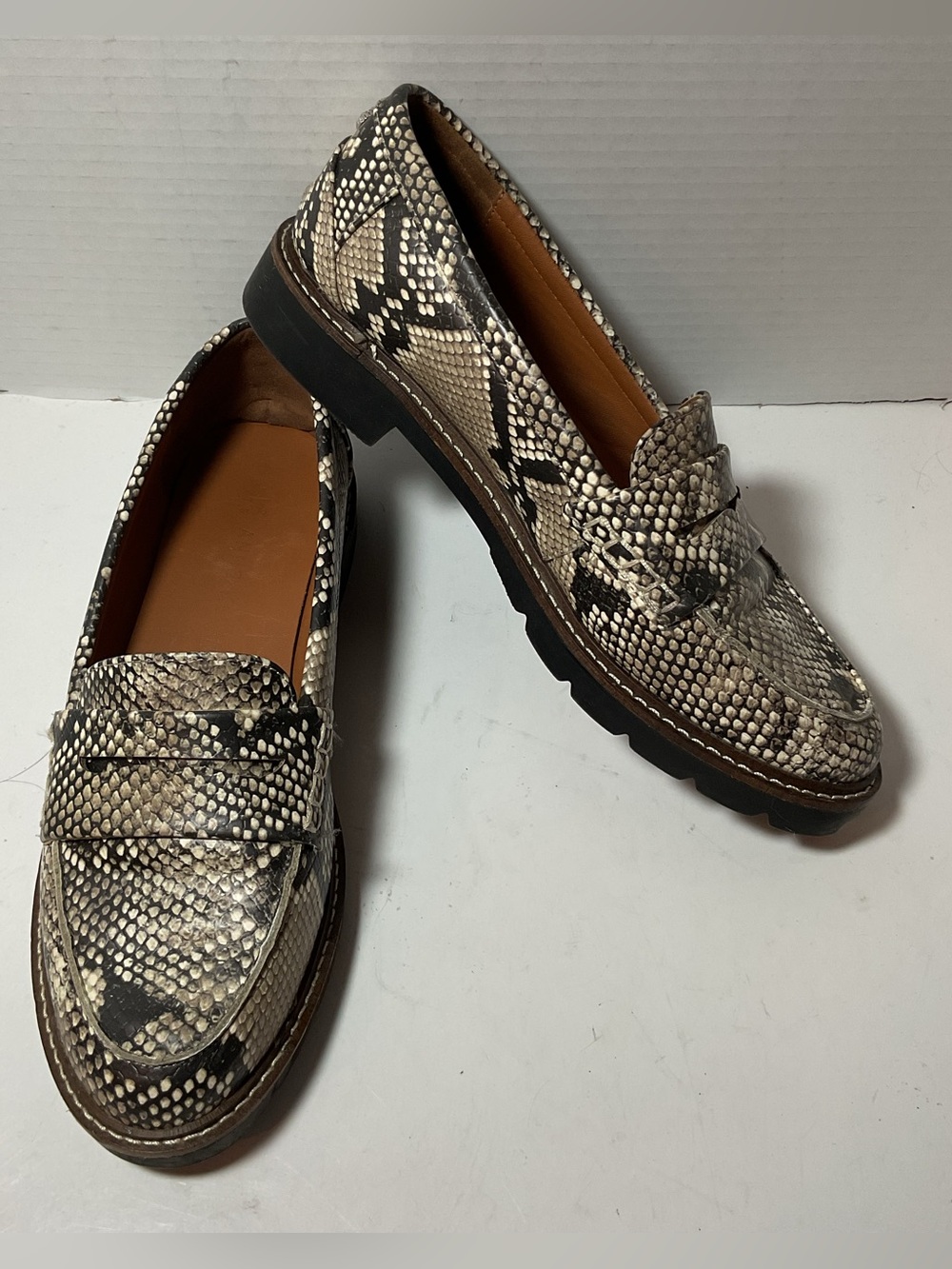 Anne Klein Evelyn Snakeskin Print Loafers Shoes